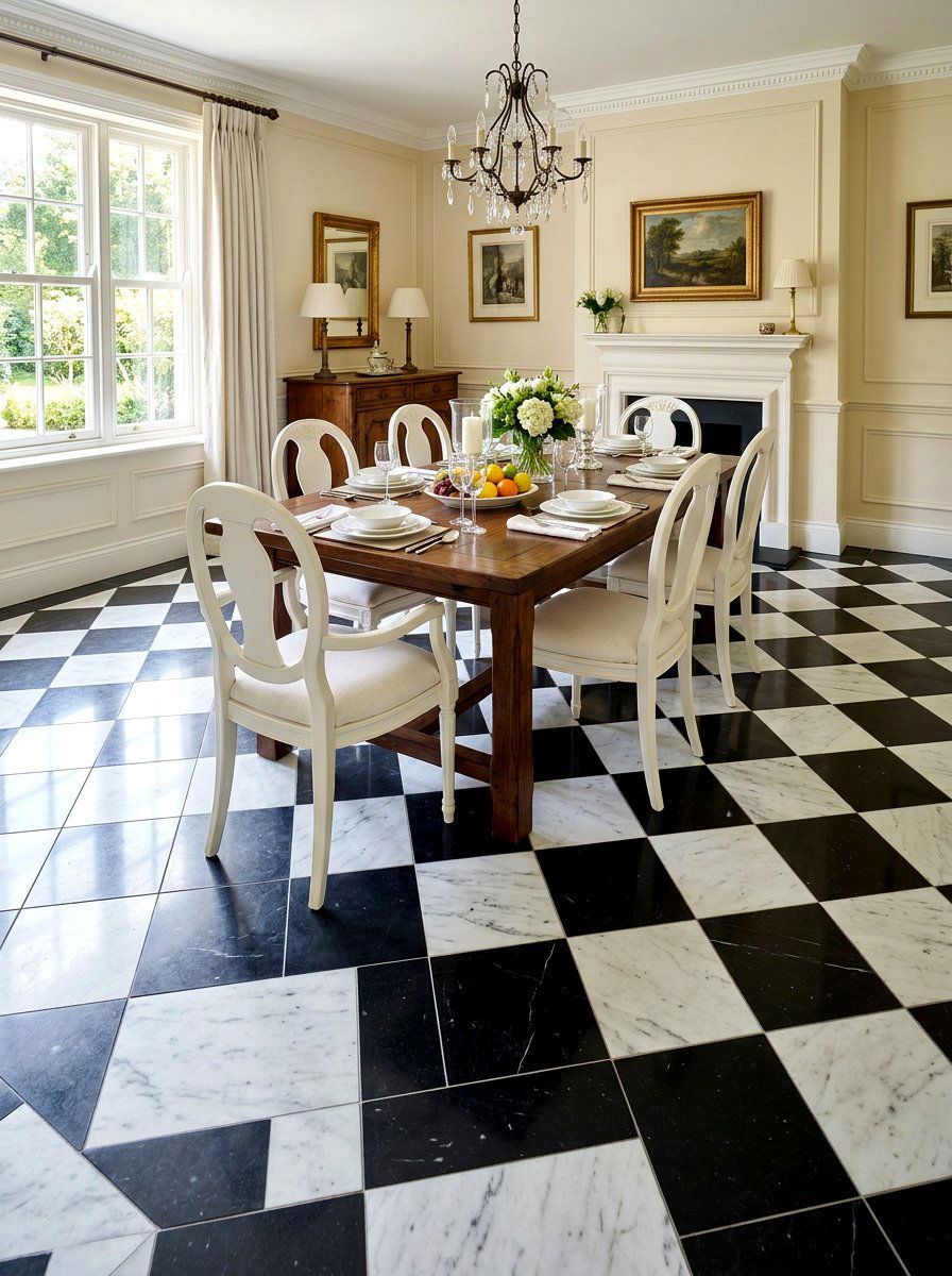 Checkered Floor Tiles - 30 collected traditional dining room ideas