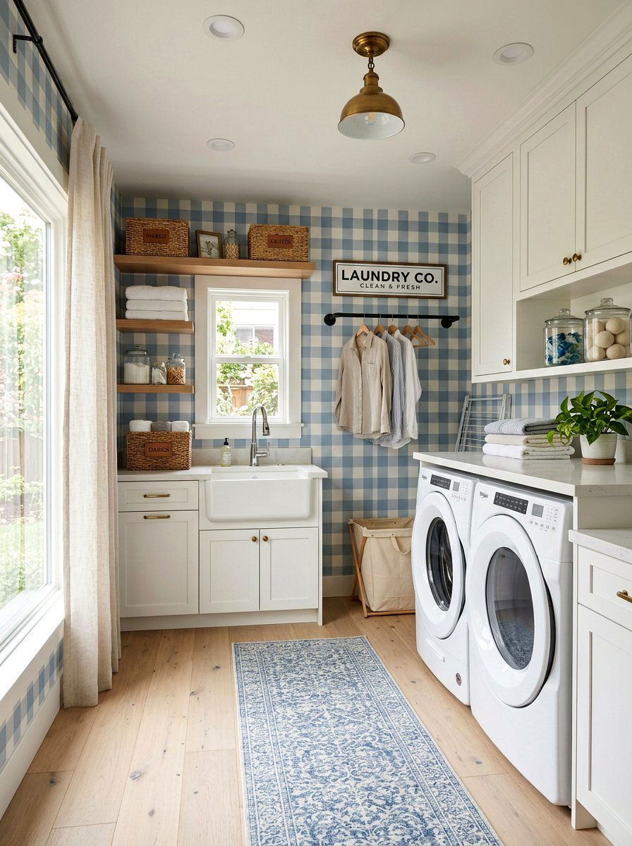 Checkered Laundry Room Wallpaper - 30 laundry room wallpaper ideas