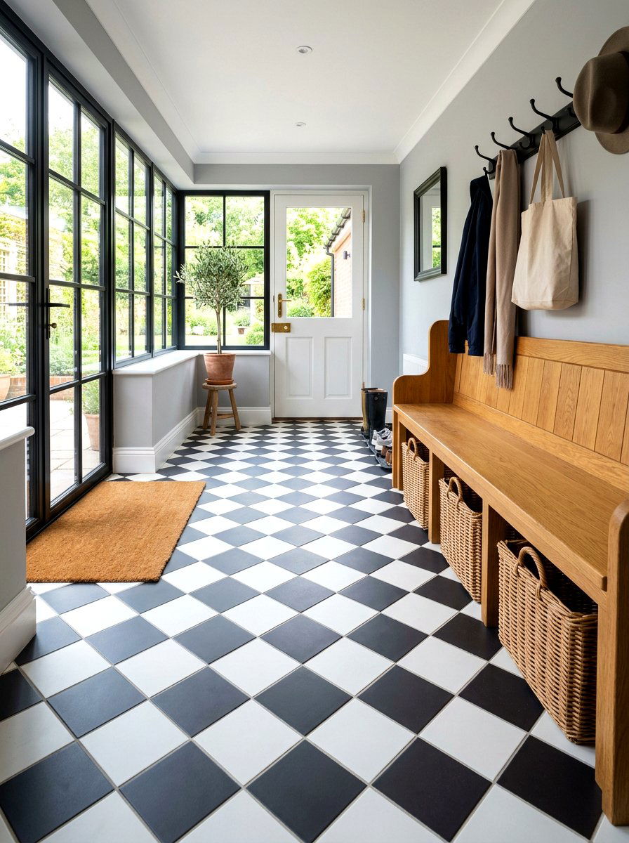 Checkered Mudroom Tile - 30 mudroom tile floor ideas