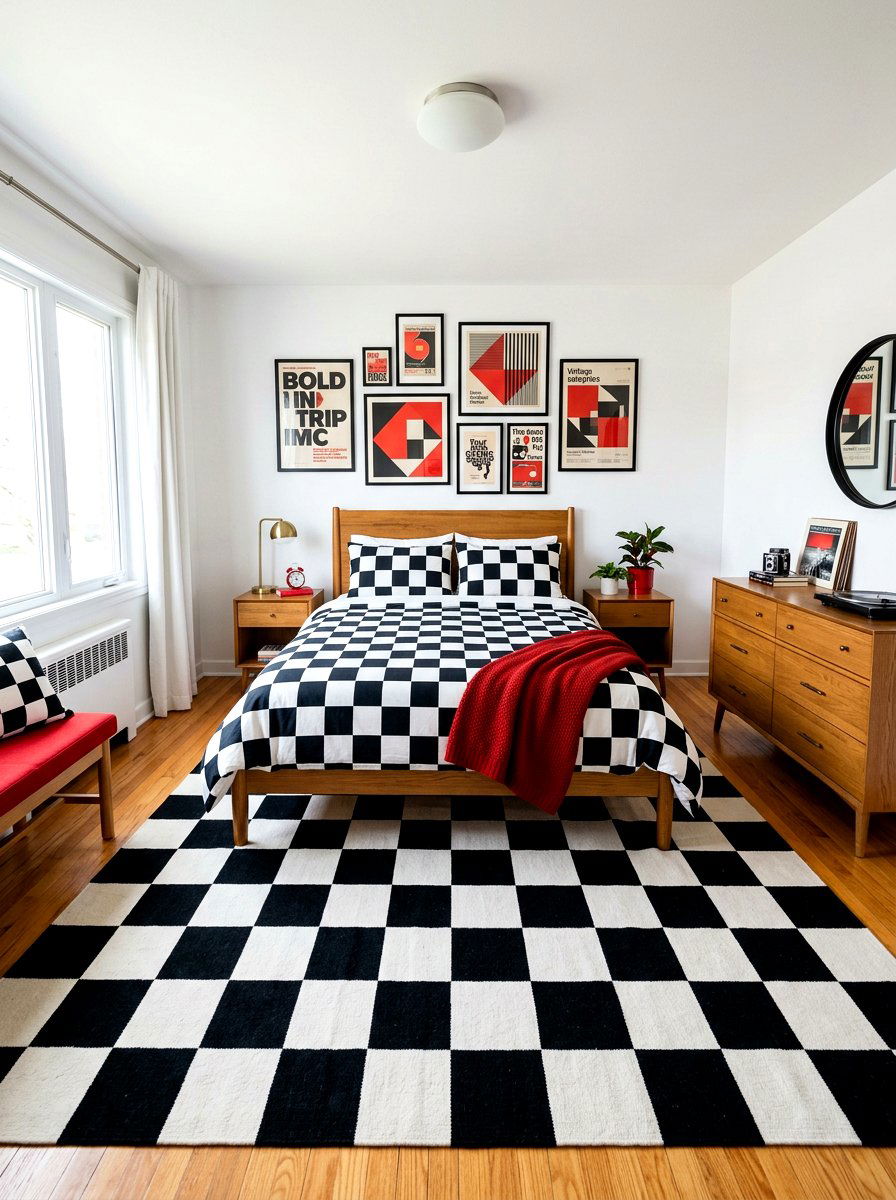Checkered Retro Nostalgia Core Bedroom - 30 nostalgia core bedroom ideas