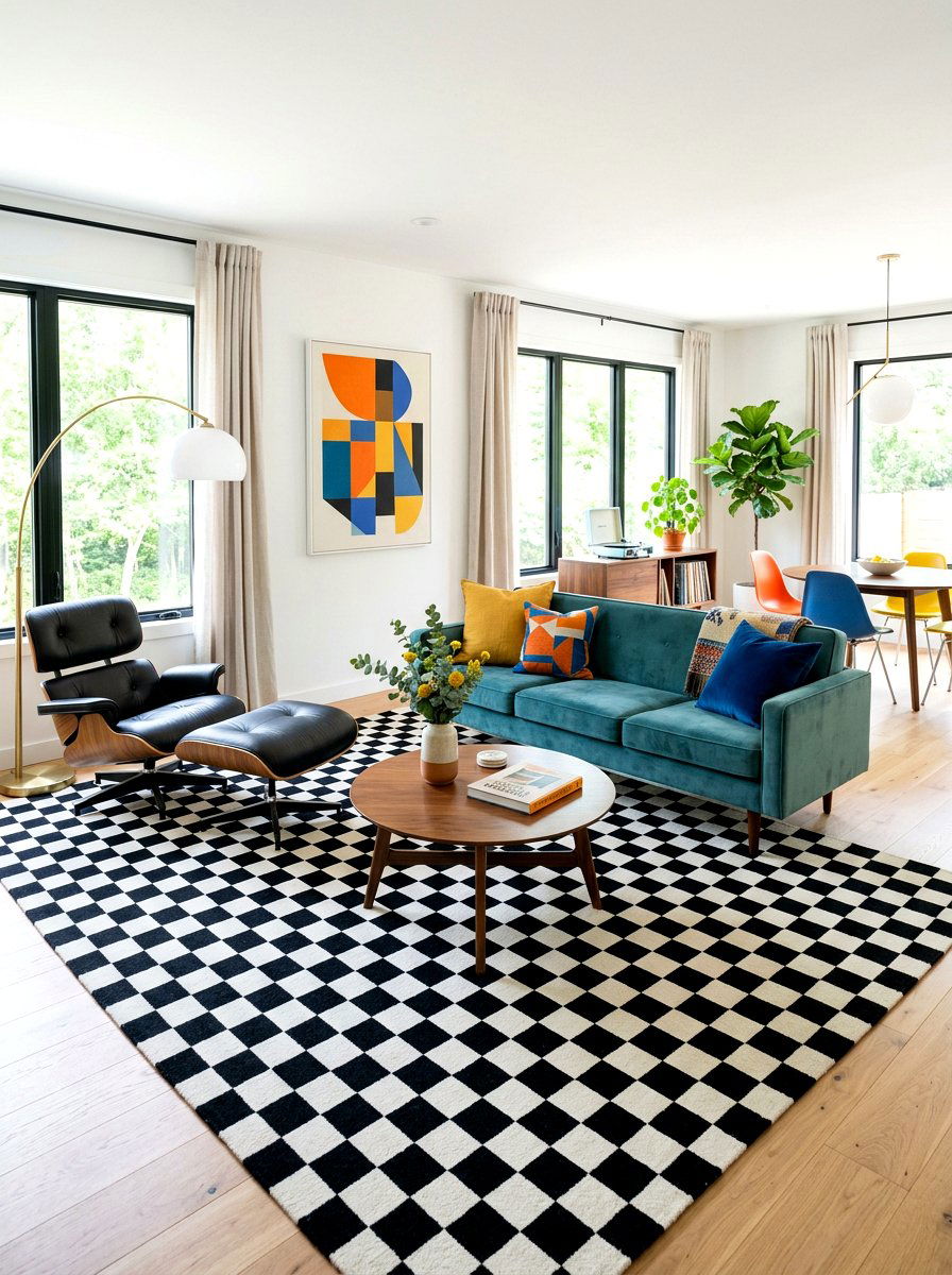 Checkered Rug Room Makeover - 30 TikTok room makeover ideas