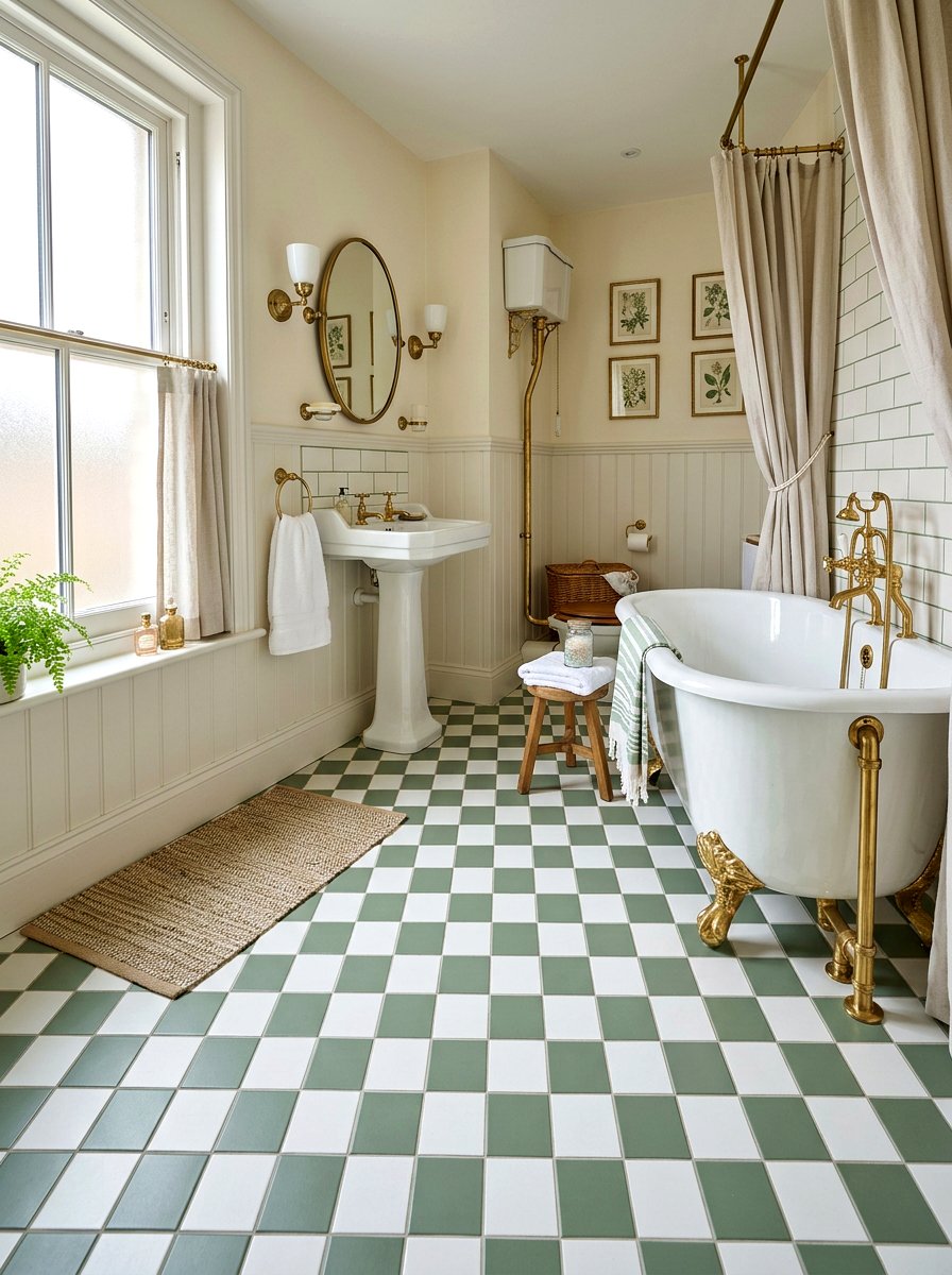 Checkered bathroom floor tiles - 30 gingham decor ideas