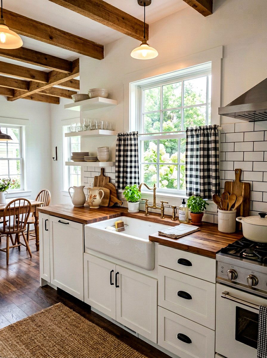 Checkered cafe curtain - 30 cafe curtain ideas