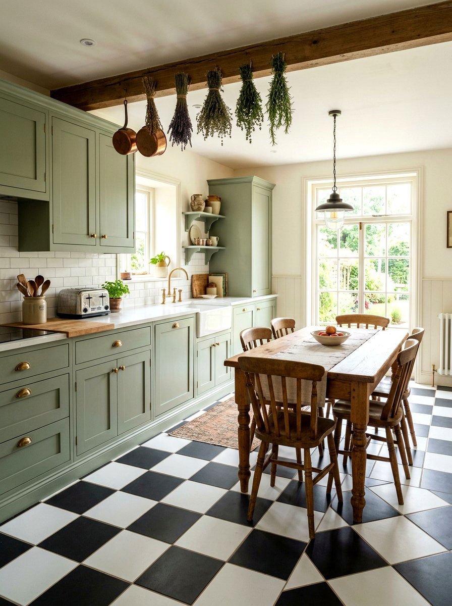 Checkered kitchen floor - 30 grandma core kitchen ideas