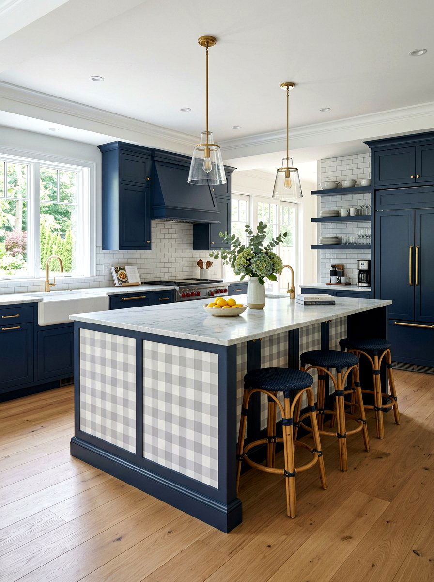 Checkered kitchen island - 30 gingham decor ideas