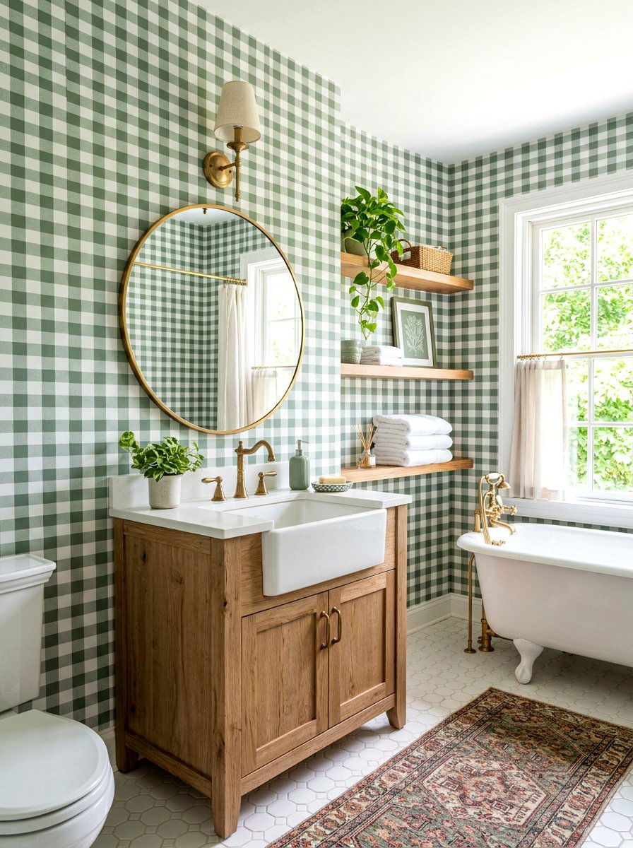 Checkered peel and stick wallpaper - 30 rental safe wallpaper ideas