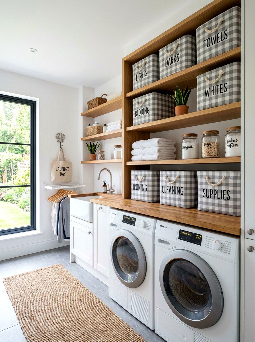 Checkered storage baskets - 30 gingham decor ideas