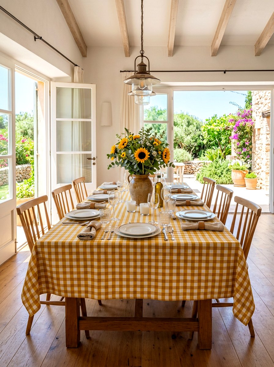 Checkered tablecloth for dining - 30 gingham decor ideas