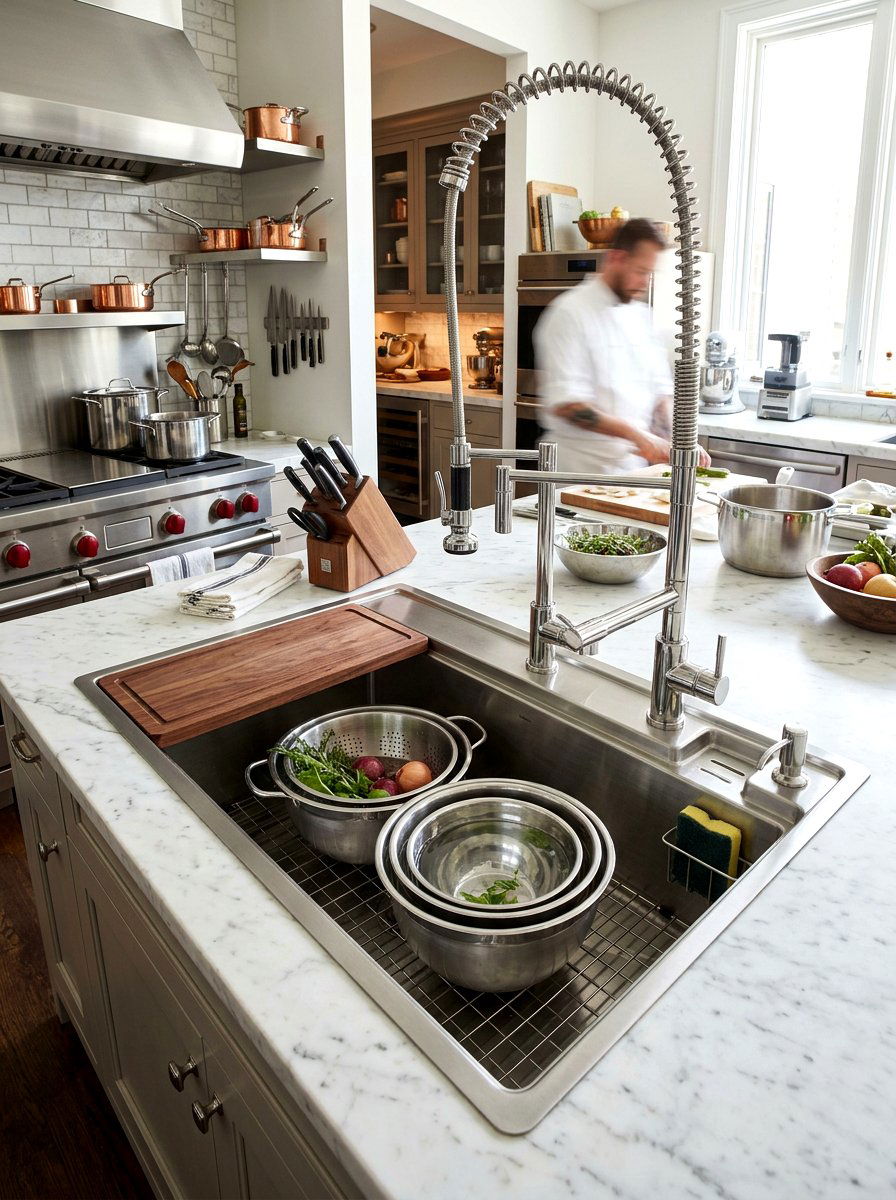 Chef style kitchen sink - 30 workstation sink ideas