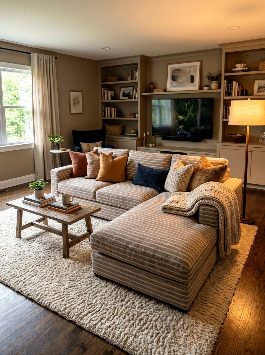 Chenille Striped Sofa - 30 striped sofa ideas