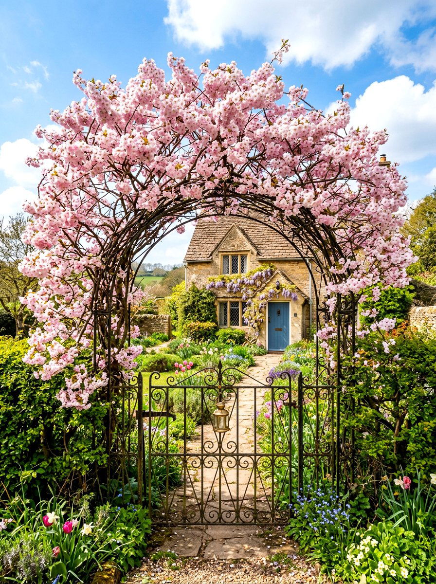 Cherry Blossom Arch - 30 floral doorway ideas