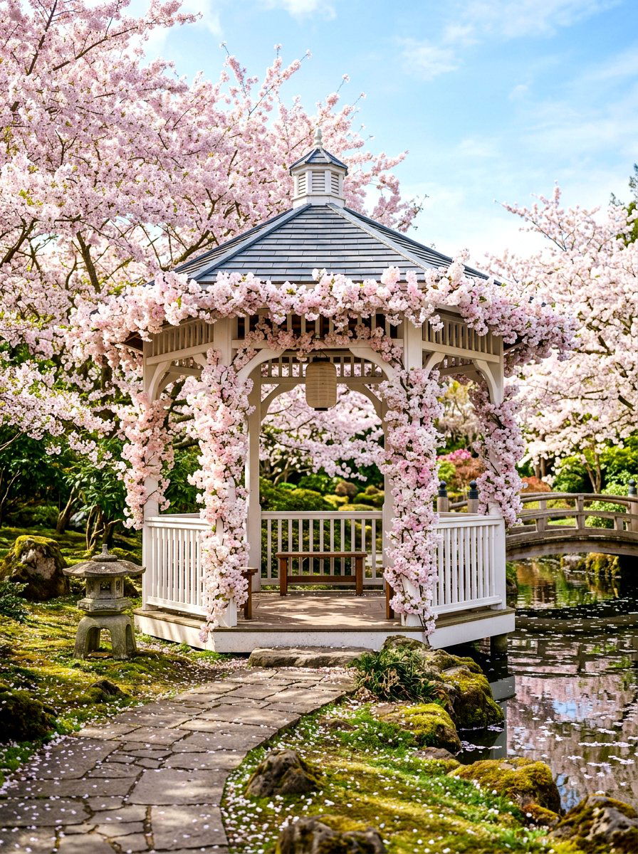Cherry Blossom Gazebo - 30 backyard wedding gazebo ideas