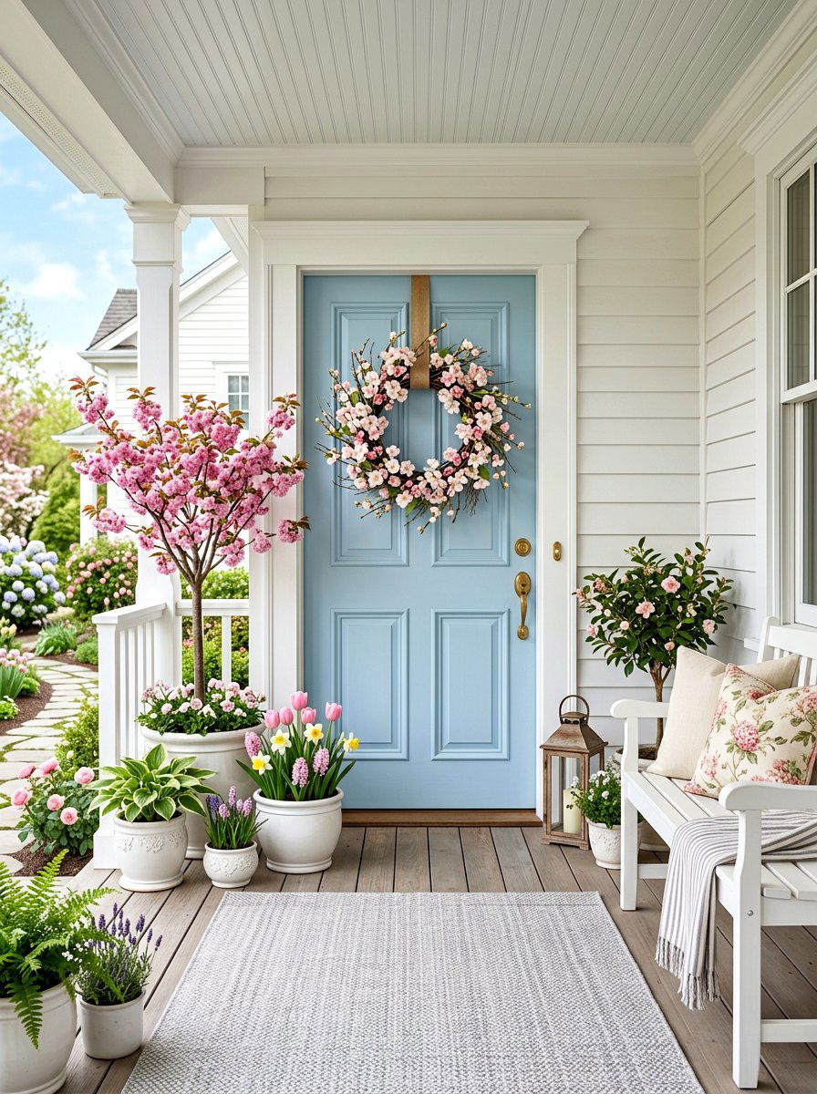 Cherry Blossom Wreath - 30 door wreath ideas