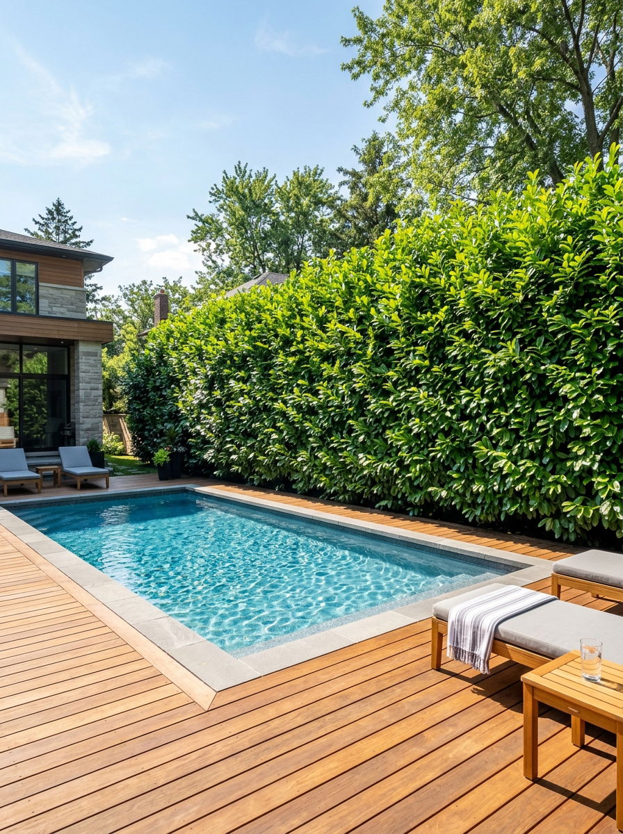 Cherry Laurel Privacy Screening - 30 pool privacy hedge ideas