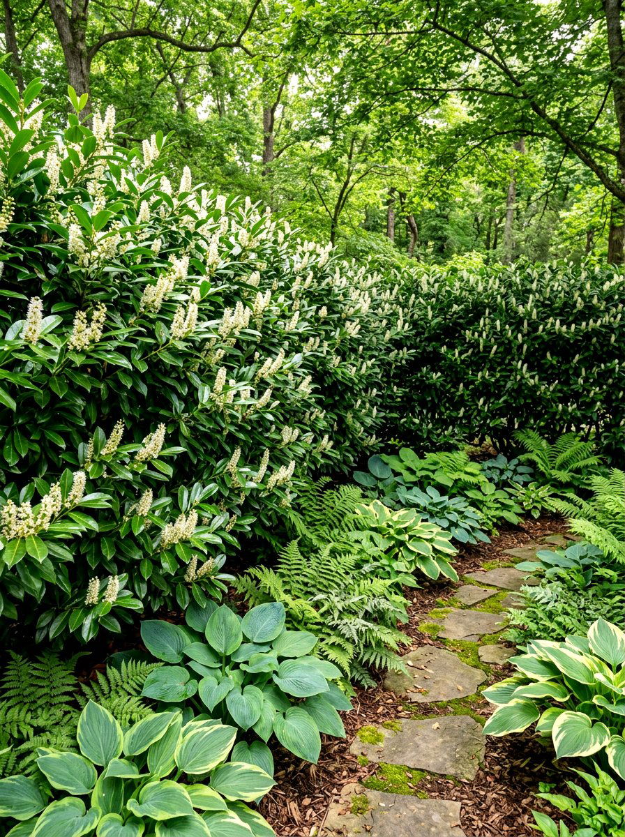 Cherry Laurel - 30 backyard privacy hedge ideas