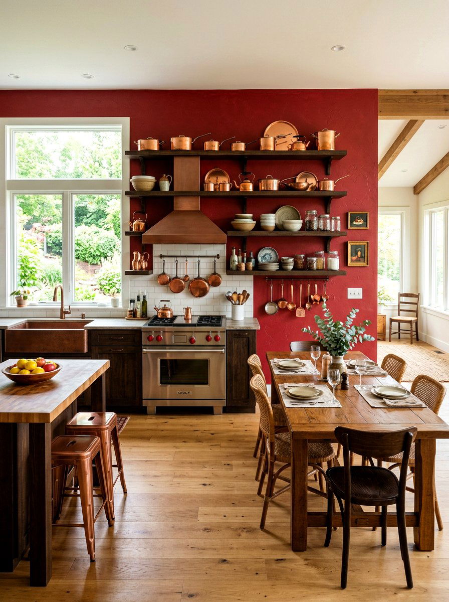 Cherry Red Accent Wall - 30 cherry red kitchen ideas