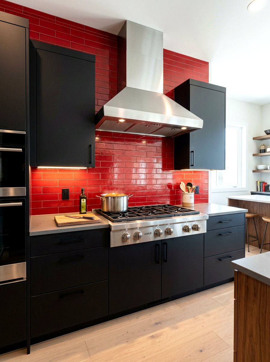 Cherry Red Backsplash - 30 cherry red kitchen ideas
