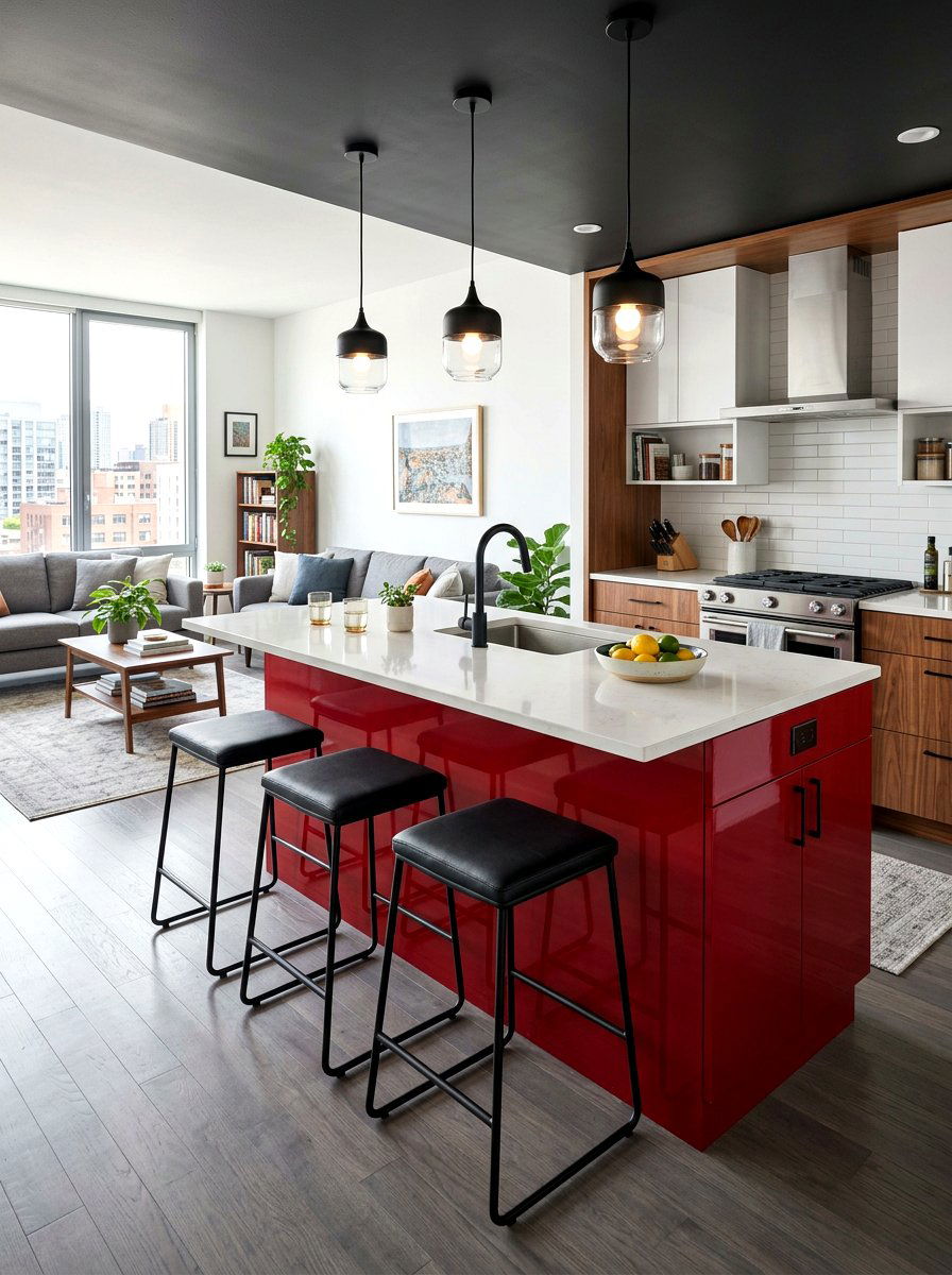 Cherry Red Kitchen Peninsula - 30 cherry red kitchen ideas