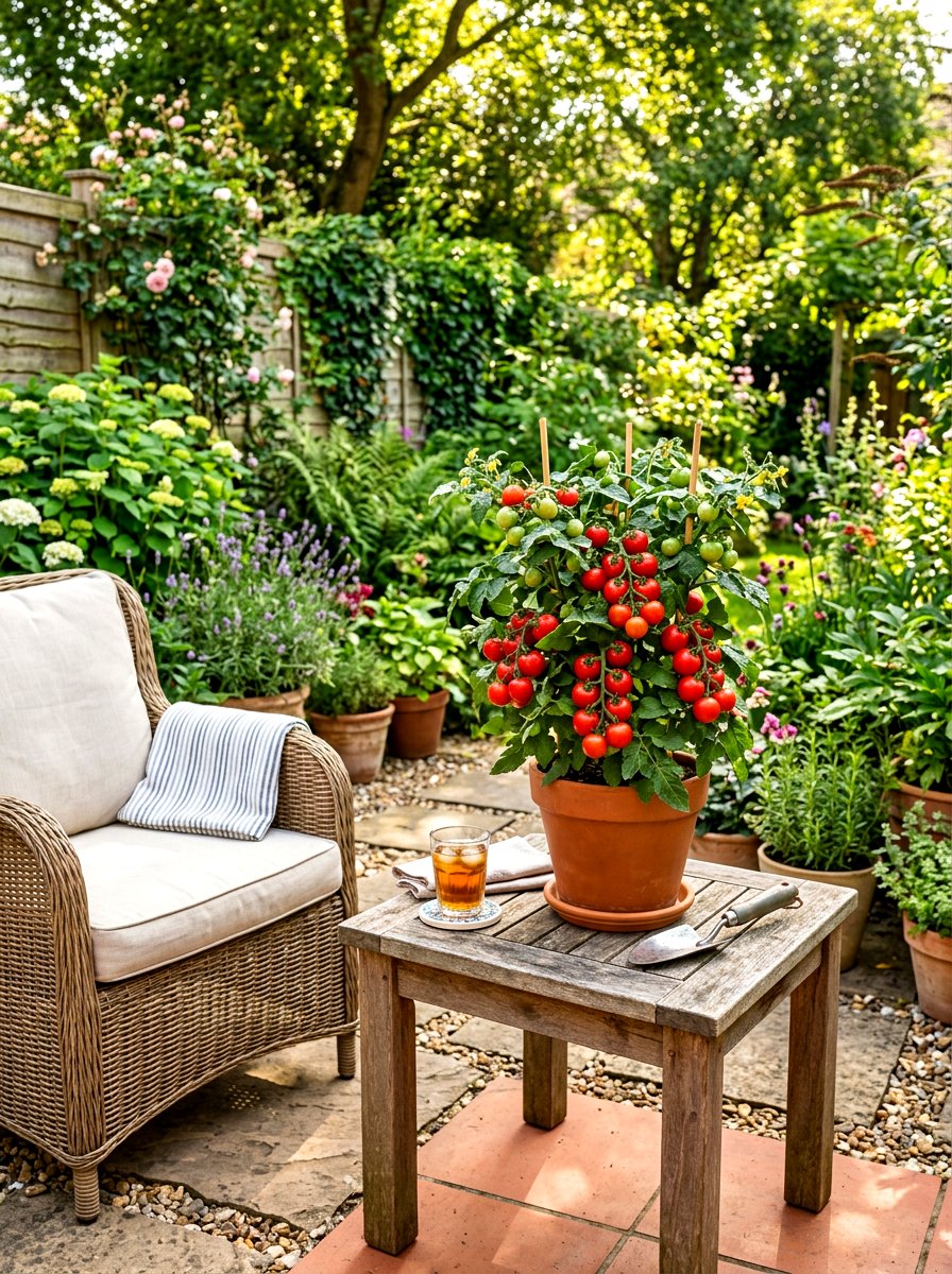 Cherry Tomato Planter - 30 edible entertaining backyard ideas