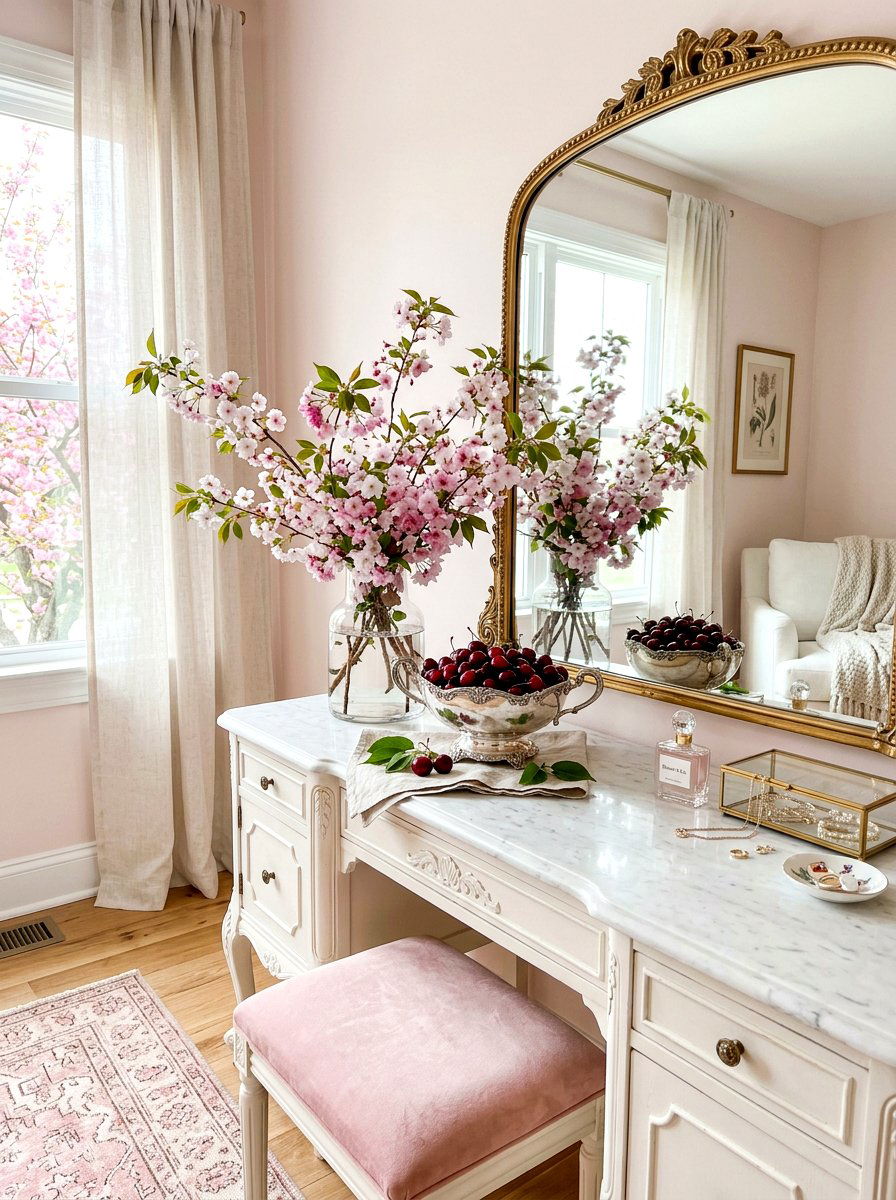Cherry and blossom arrangement - 30 fruit centerpiece ideas
