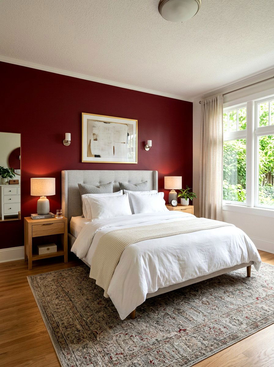 Cherry red accent wall - 30 cherry red decor ideas