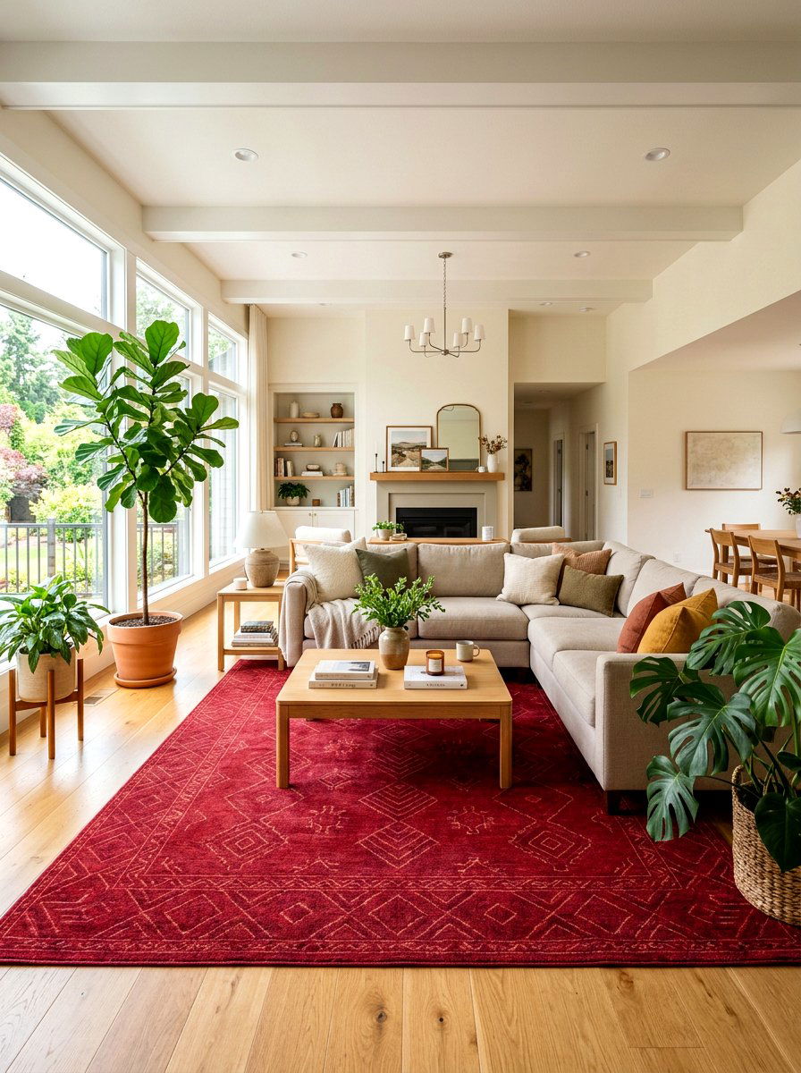 Cherry red area rug - 30 cherry red decor ideas