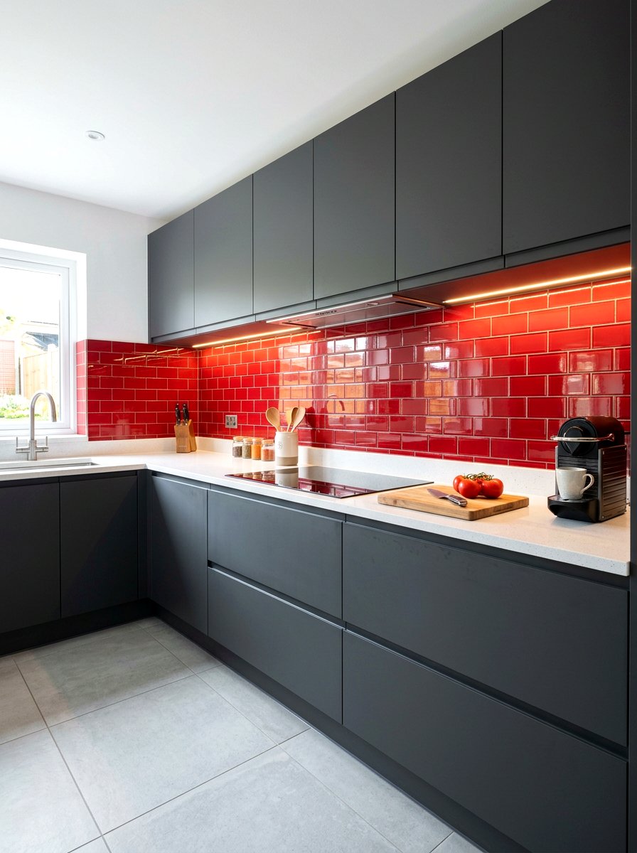 Cherry red backsplash - 30 cherry red decor ideas
