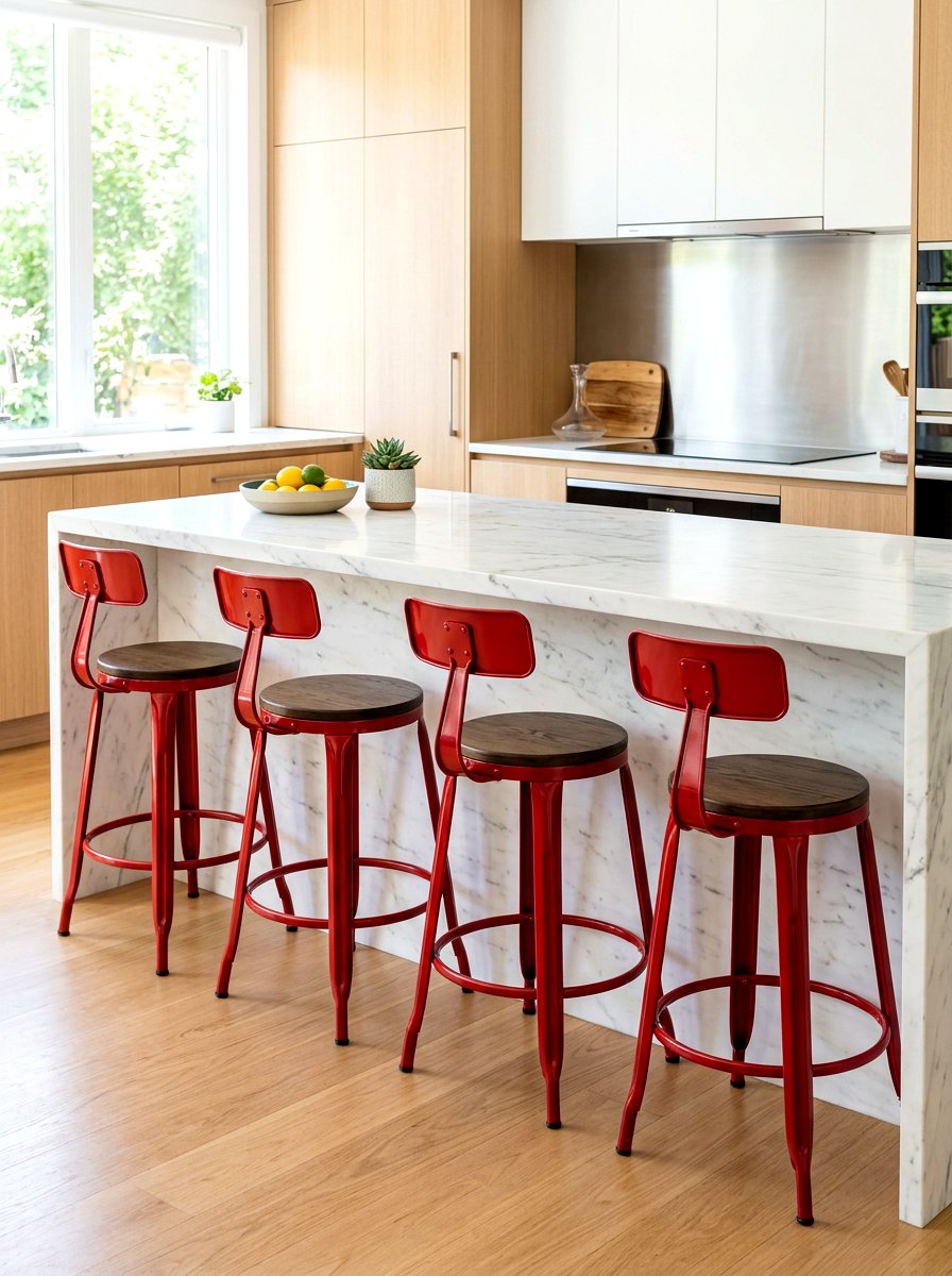 Cherry red bar stools - 30 cherry red decor ideas