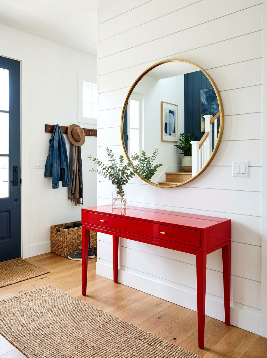 Cherry red entryway table - 30 cherry red decor ideas