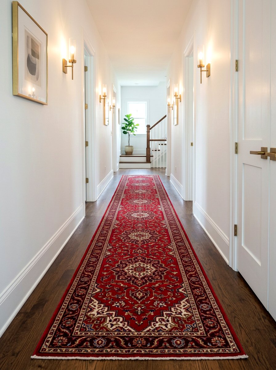 Cherry red hallway runner - 30 cherry red decor ideas