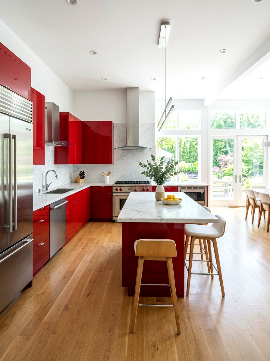 Cherry red kitchen cabinets - 30 cherry red decor ideas