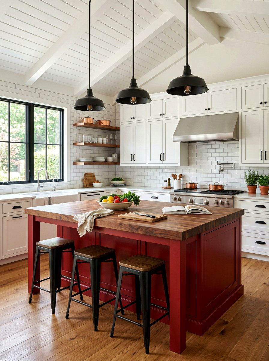 Cherry red kitchen island - 30 cherry red decor ideas