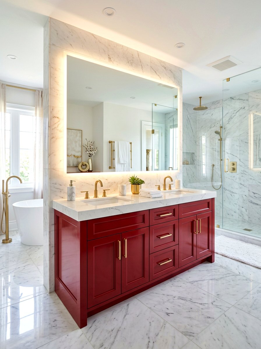 Cherry red vanity cabinet - 30 cherry red decor ideas