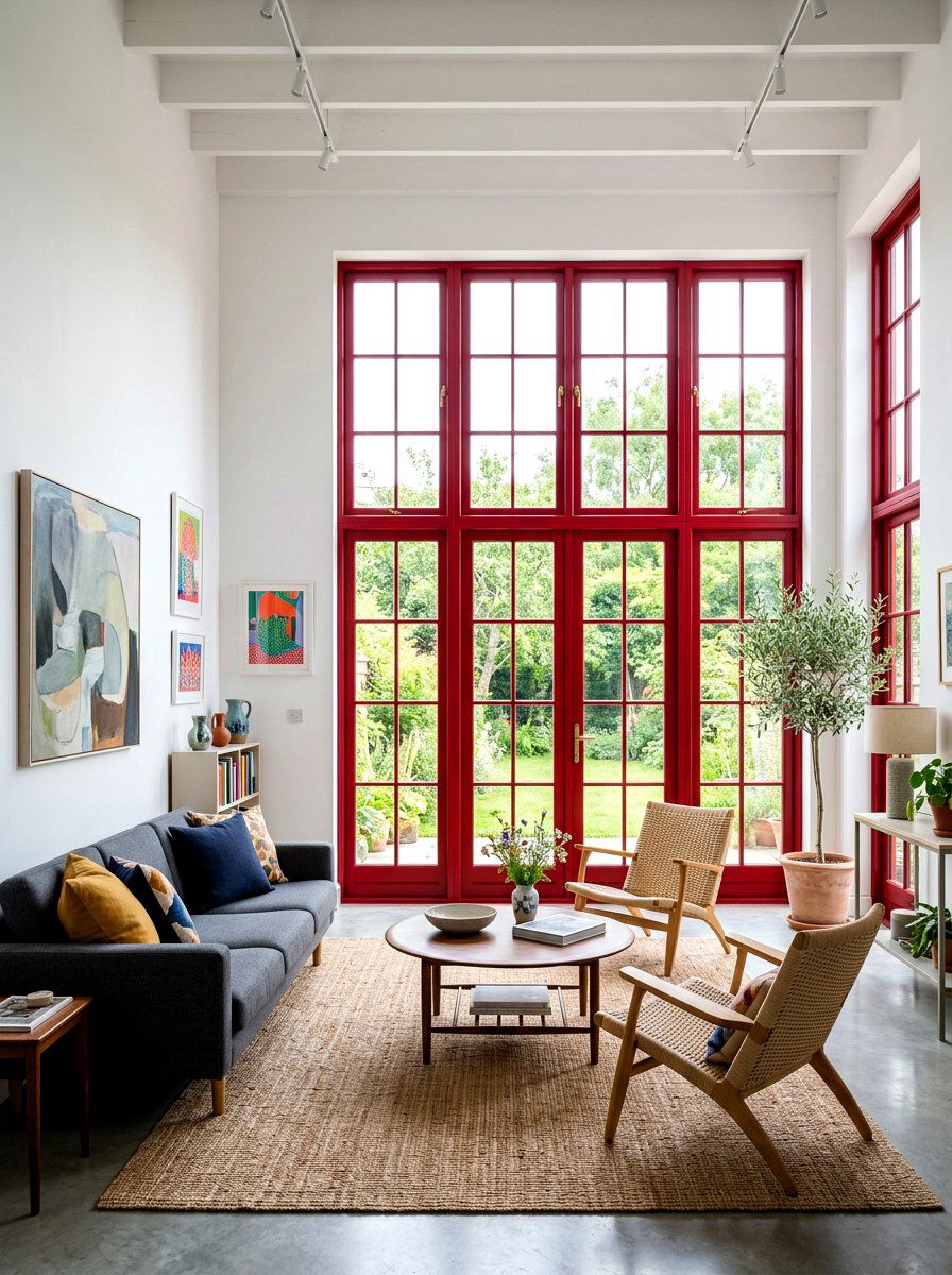 Cherry red window frames - 30 cherry red decor ideas