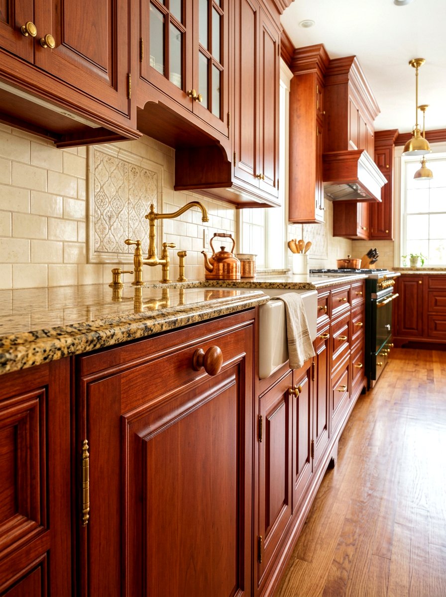 Cherry wood kitchen cabinet - 30 wood knob kitchen ideas