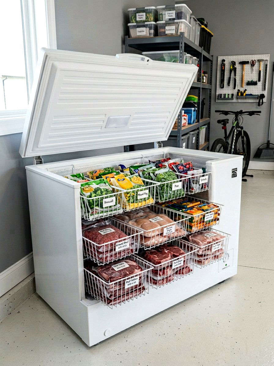 Chest freezer organization stacking baskets - 30 freezer organization ideas