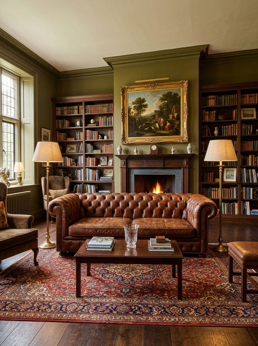 Chesterfield sofa living room - 30 heritage lounge room ideas