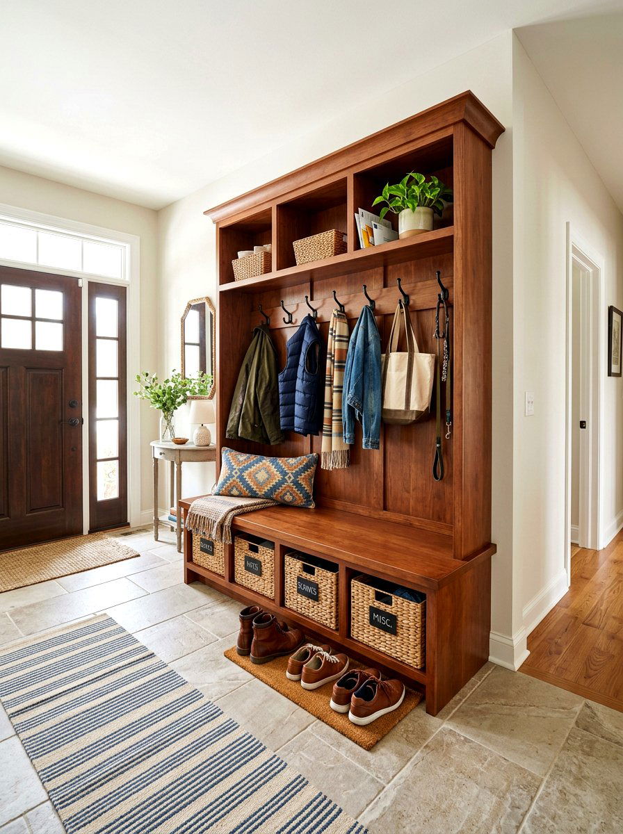 Chestnut mudroom bench - 30 chestnut decor ideas