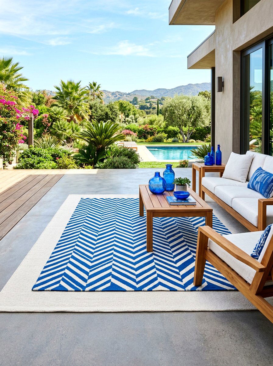 Chevron Layered Outdoor Rug Pairing - 30 outdoor rug layering ideas
