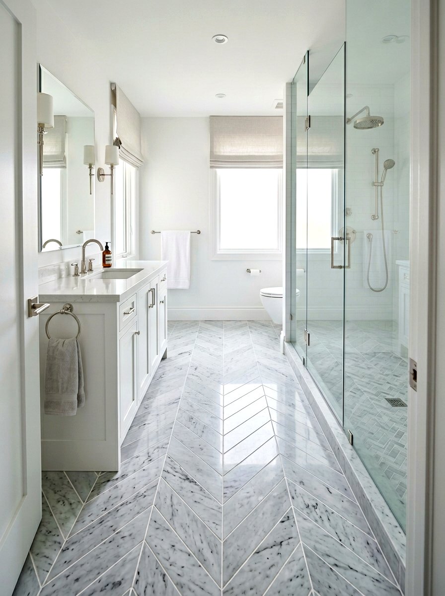 Chevron Pattern Bathroom Tile - 30 bathroom tile ideas