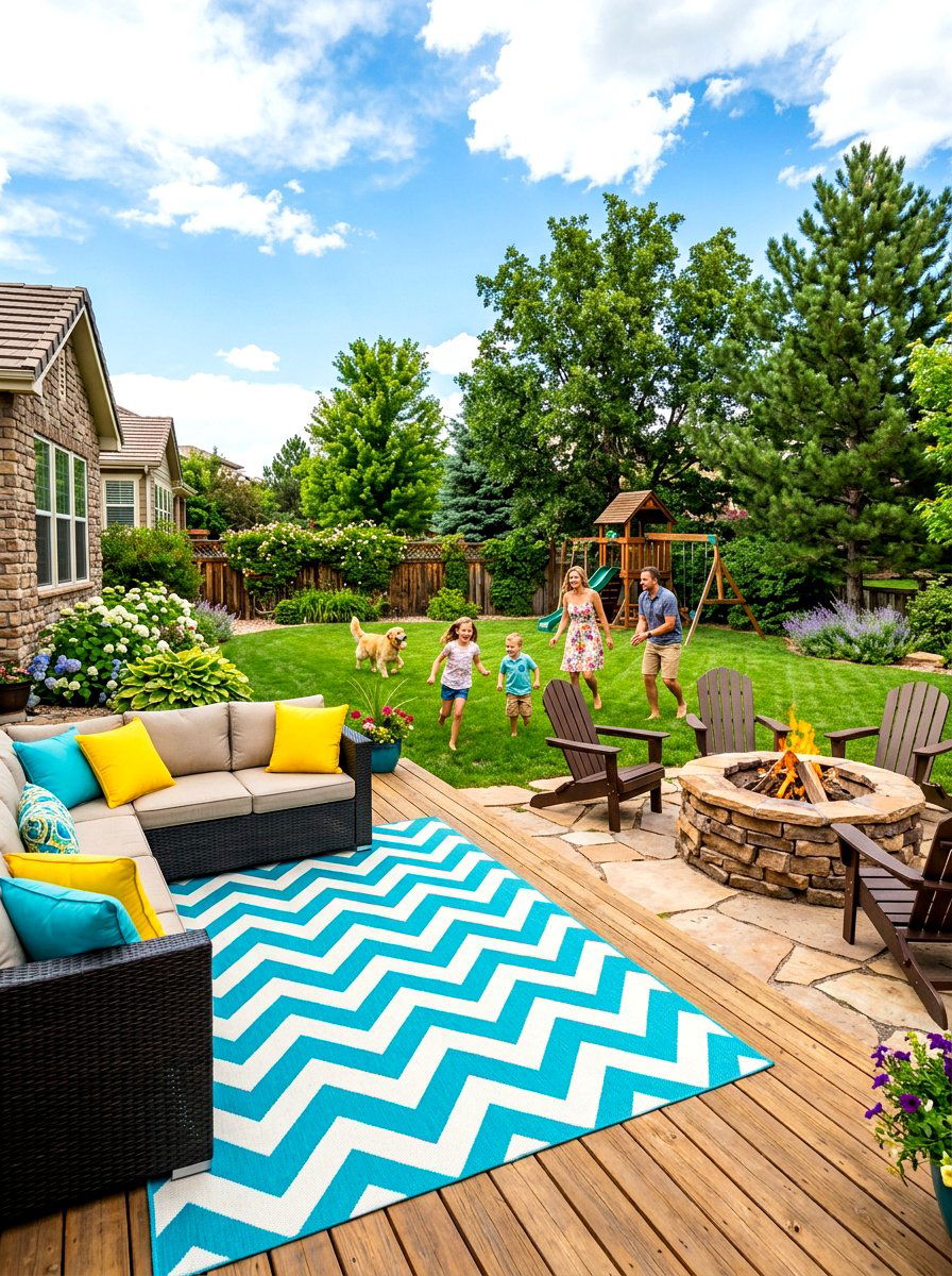 Chevron Pattern Deck Rug - 30 patio rug ideas