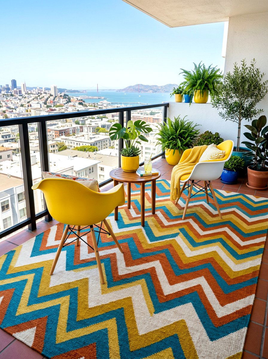 Chevron Pattern Rug - 30 balcony rug ideas