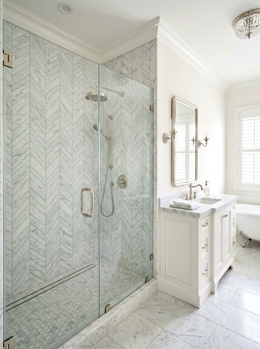 Chevron Pattern Shower Tile - 30 shower tile pattern ideas
