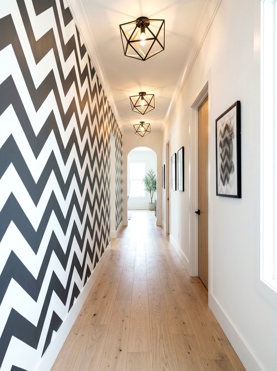 Chevron Pattern Striped Hallway - 30 striped hallway ideas