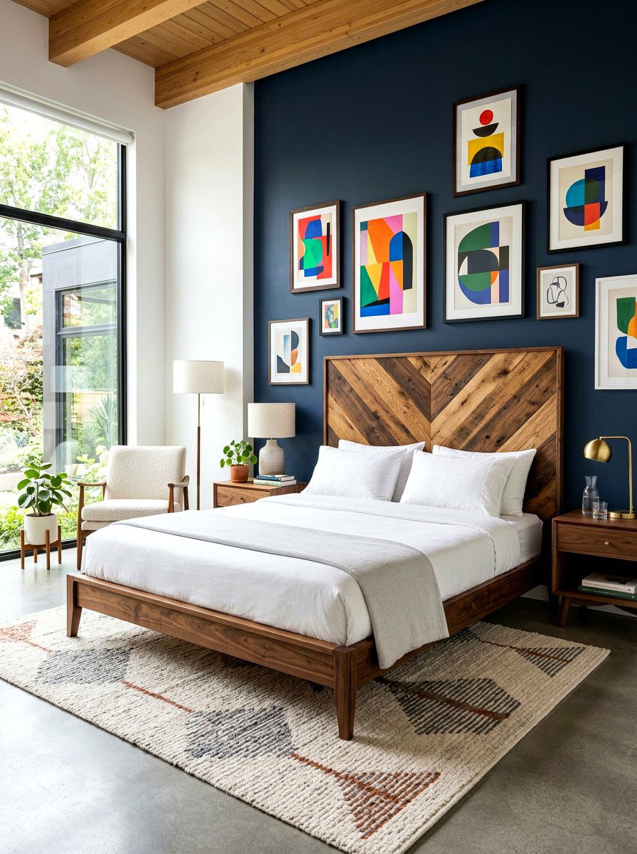 Chevron Pattern Wood Bed - 30 wood bed frame ideas