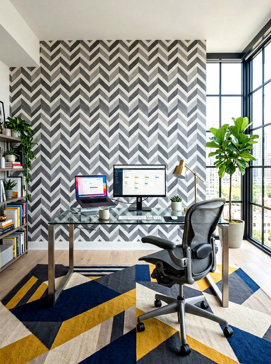 Chevron Print Wallpaper - 30 office wallpaper ideas