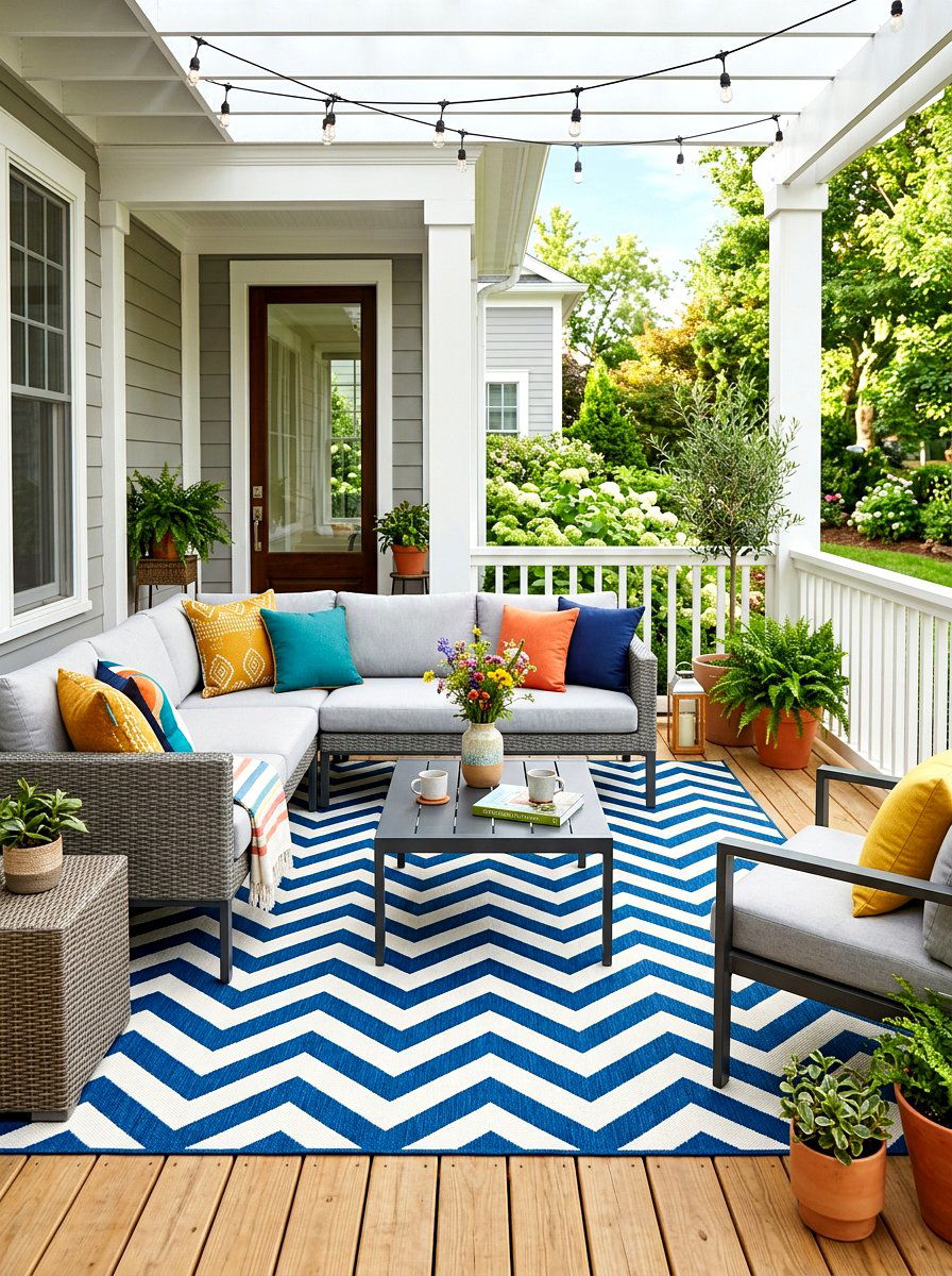Chevron Striped Porch Pattern - 30 striped summer porch ideas