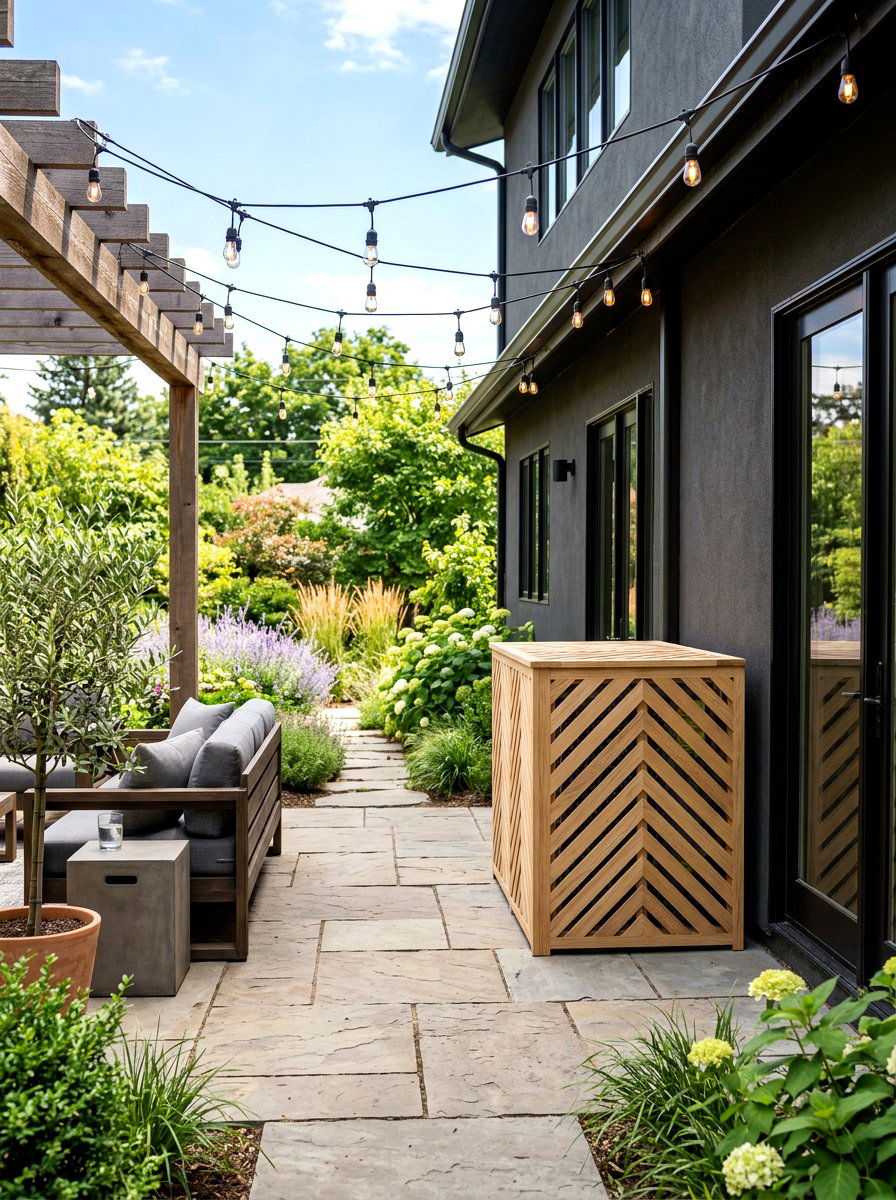 Chevron Wood AC Cover - 30 air conditioner screen ideas