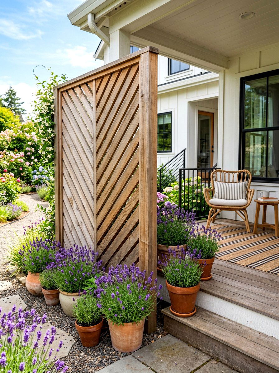Chevron Wood Privacy Trellis - 30 trellis privacy ideas