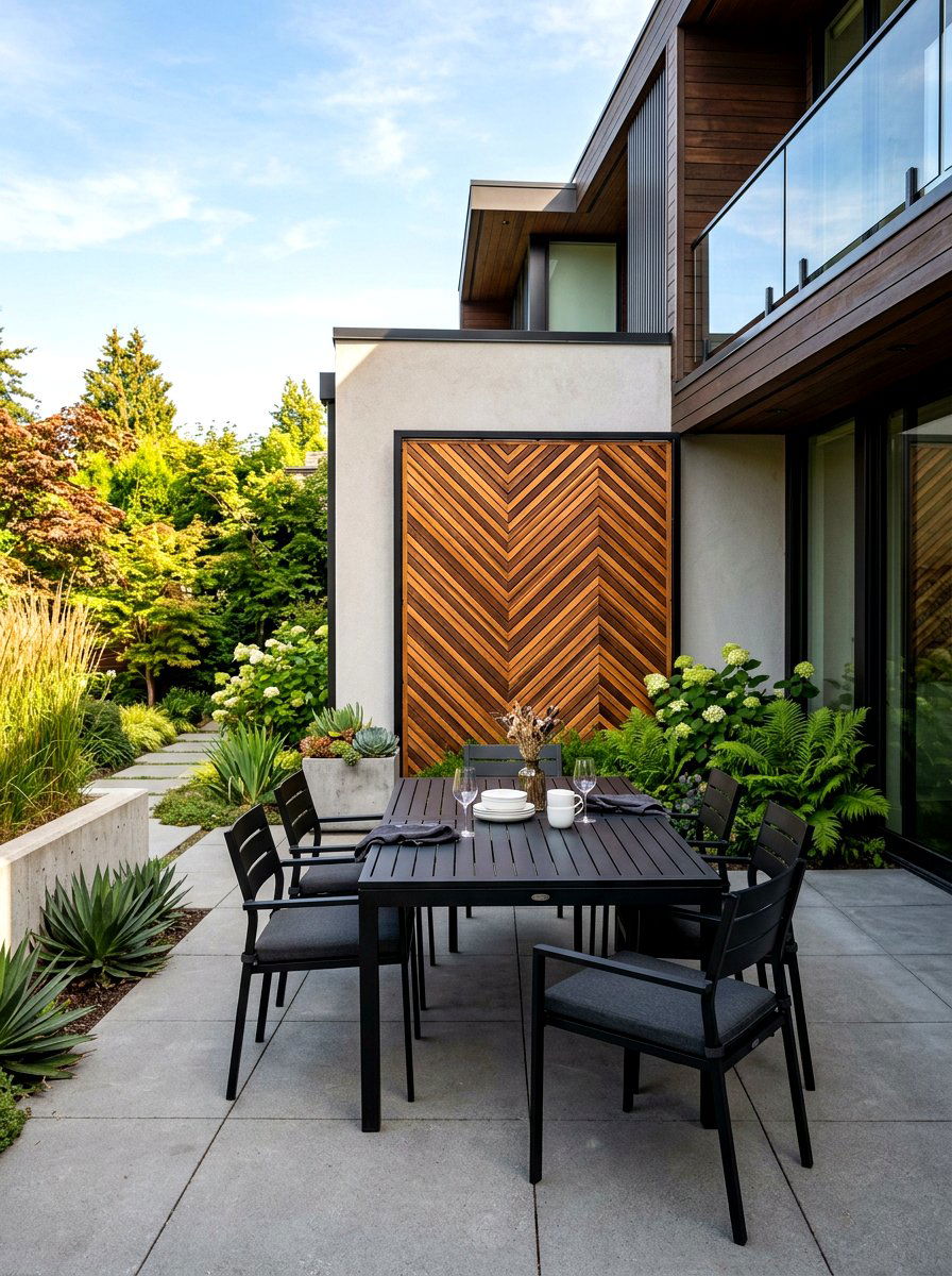 Chevron Wood Slat Panel - 30 slatted privacy wall ideas